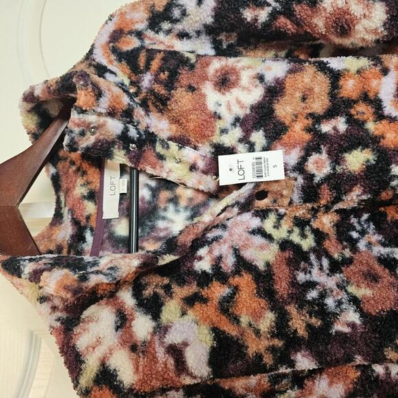 LOFT Floral Print Fleece Pullover Jacket - Size Small - Picture 3 of 7